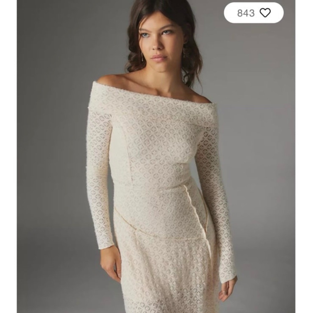 Off-Shoulder Cream Lace Sweater